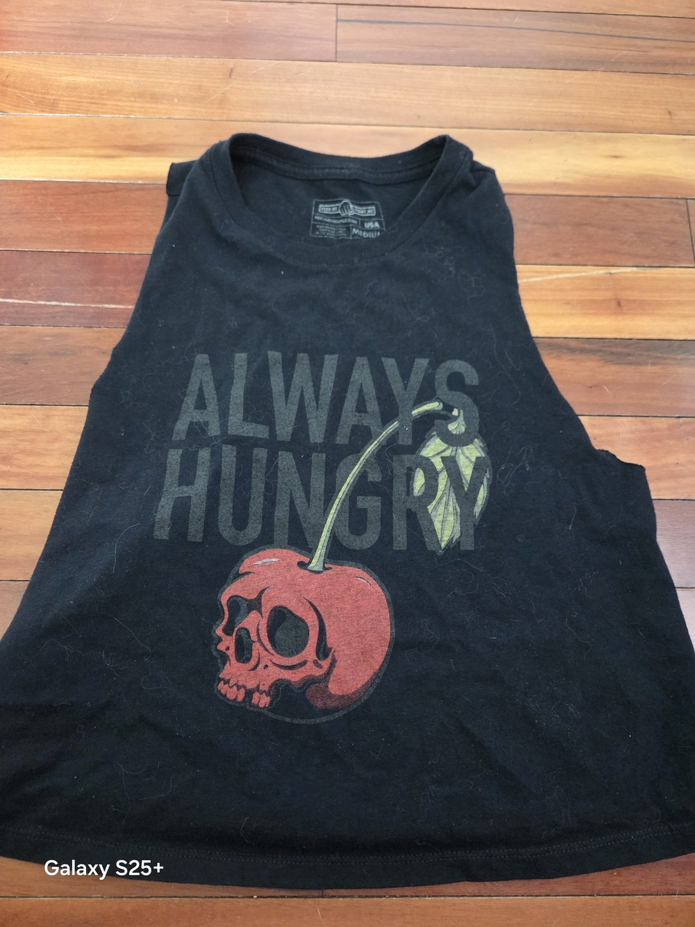 Feed Me Fight Me Black Racerback Tank Top with Red Cherry Skull Always Hungry